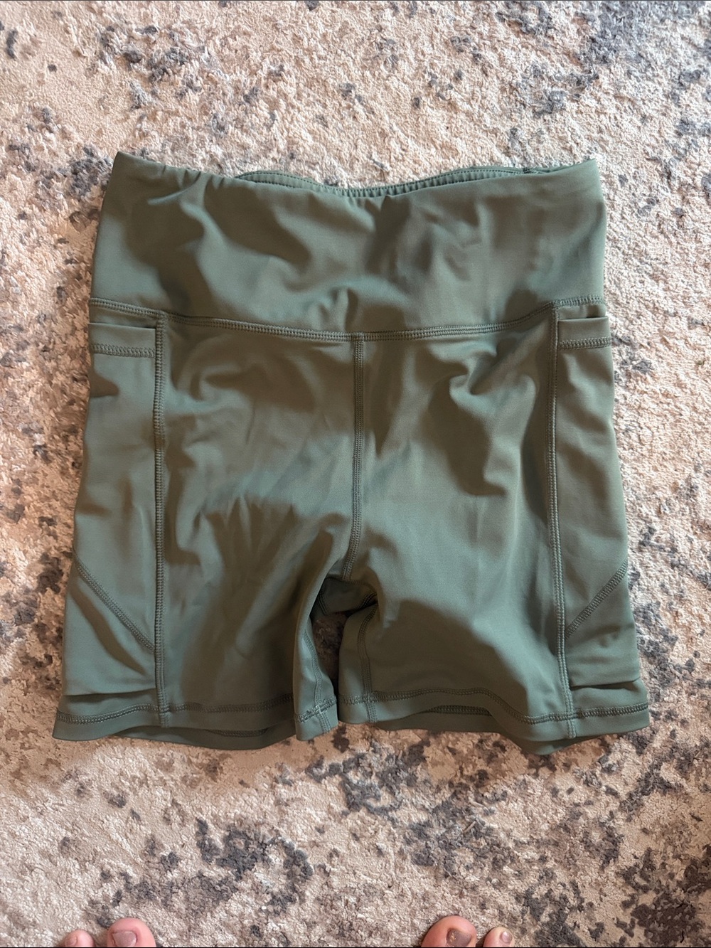 Senita Athletics Olive Green High-Rise Bike Shorts